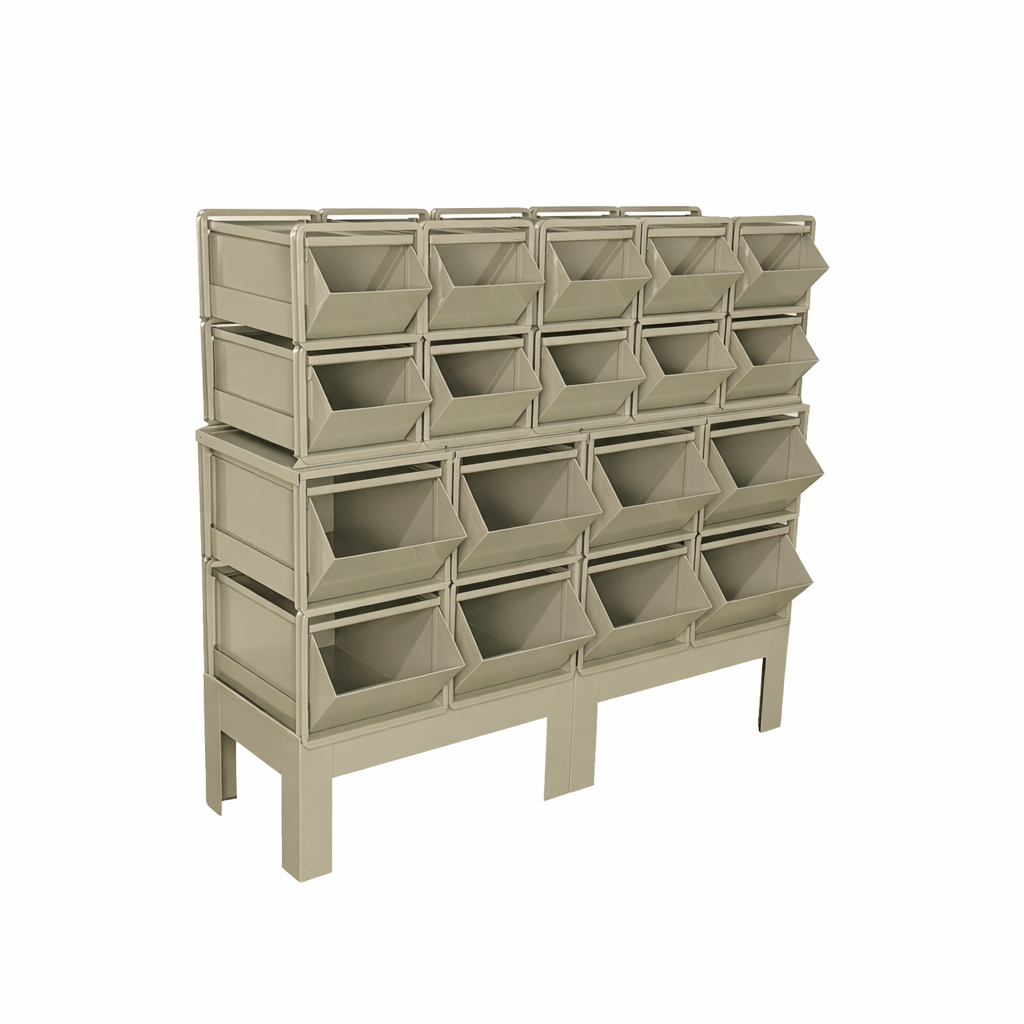 Stackable Combined 18 Bin Combination Unit – Stackable Metal Storage Bins for Organized W ...