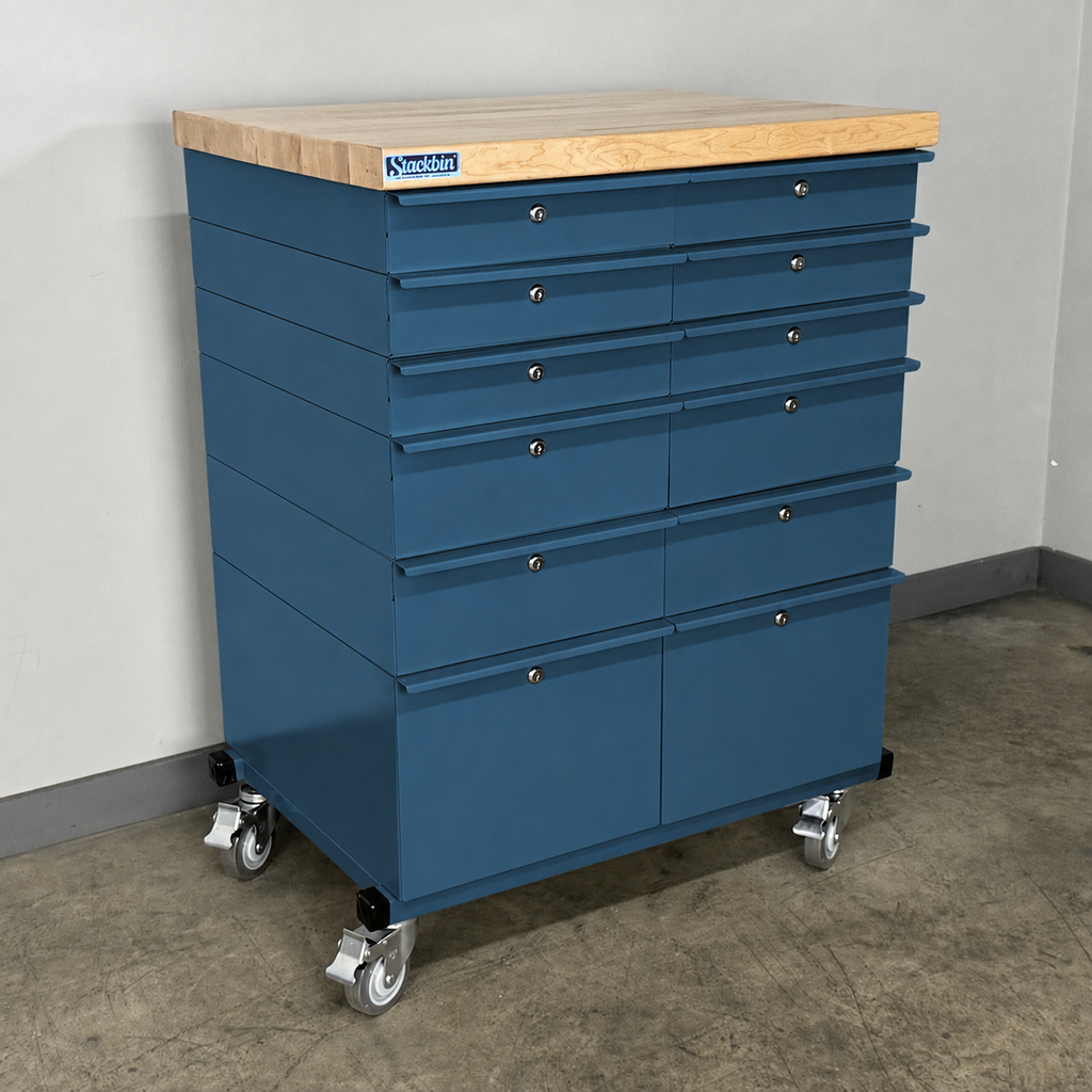 Stackbin 2 Wide Mobile Drawer Unit Solid Flat Front