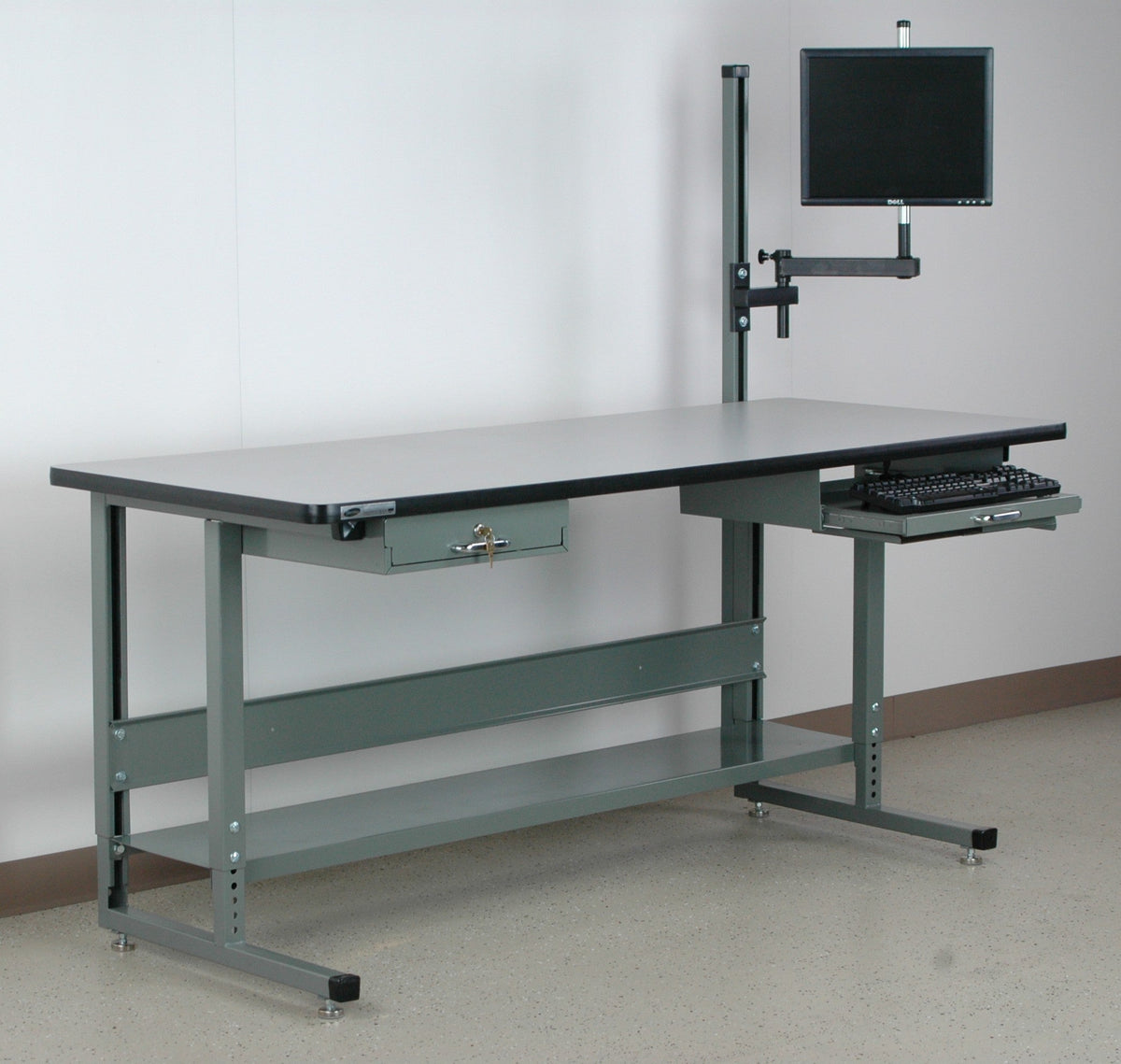 Shop Computer Work Bench Computer Desk #1 — Professional Workbench-Style Workstation – Stackbin