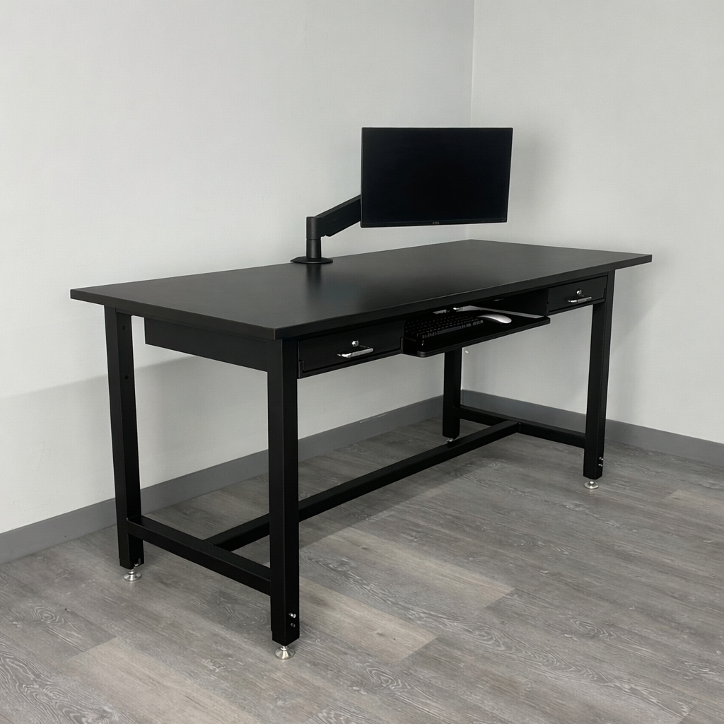 Computer Lab Workbench Laboratory Computer Workbench with Ergonomic Monitor Arm – Stackbin