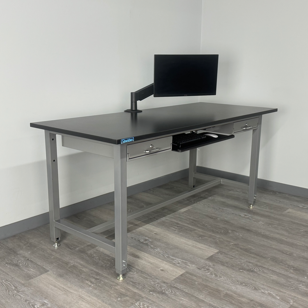 Laboratory Computer Workbench with Ergonomic Monitor Arm – Stackbin