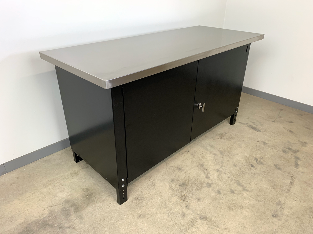 Steel Workbench with Locking T-Handle Doors – Stackbin